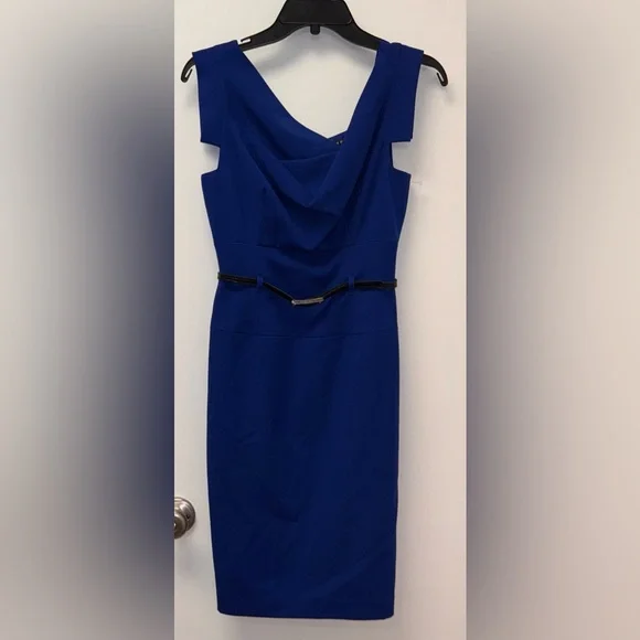 NWOT Black Halo Belted Classic Jackie O Midi Blue Dress size 2